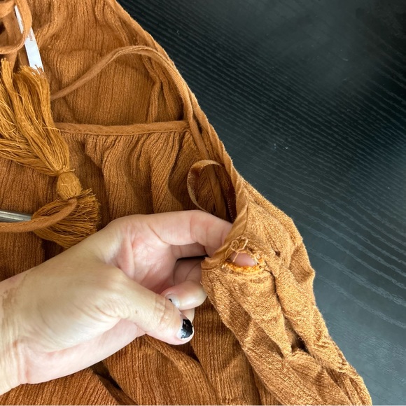 Free People Back To You Midi gauze Dress Rust Orange Oversized XS - Picture 7 of 9